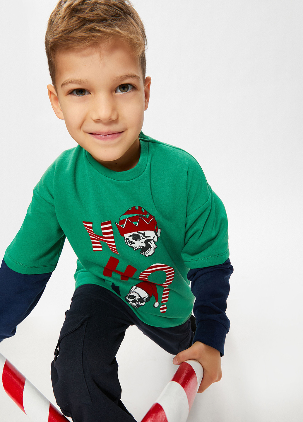 Зеленый демисезонный кэжуал лонгслив KOTON с рисунком