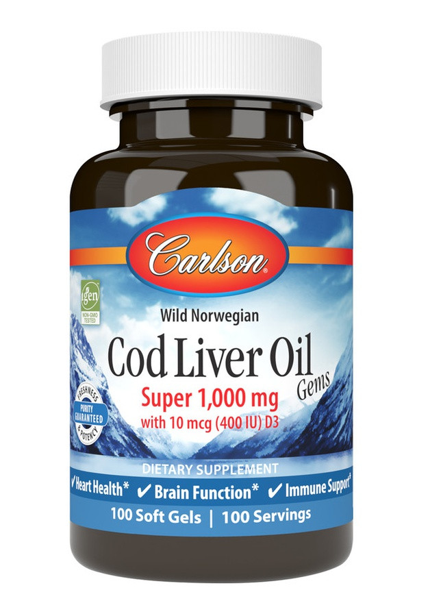 Cod Liver Oil Gems 1000 mg 100 Soft Gels Carlson Labs (256380107)