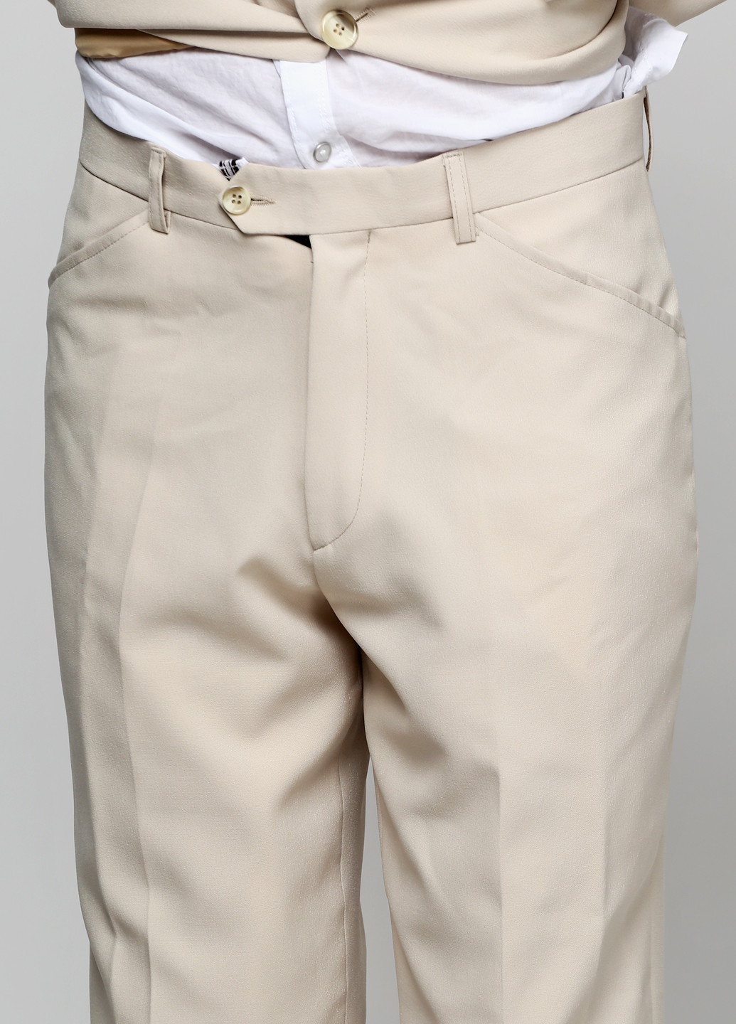 Песочный демисезонный костюм (пиджак, брюки) брючный Bocodo