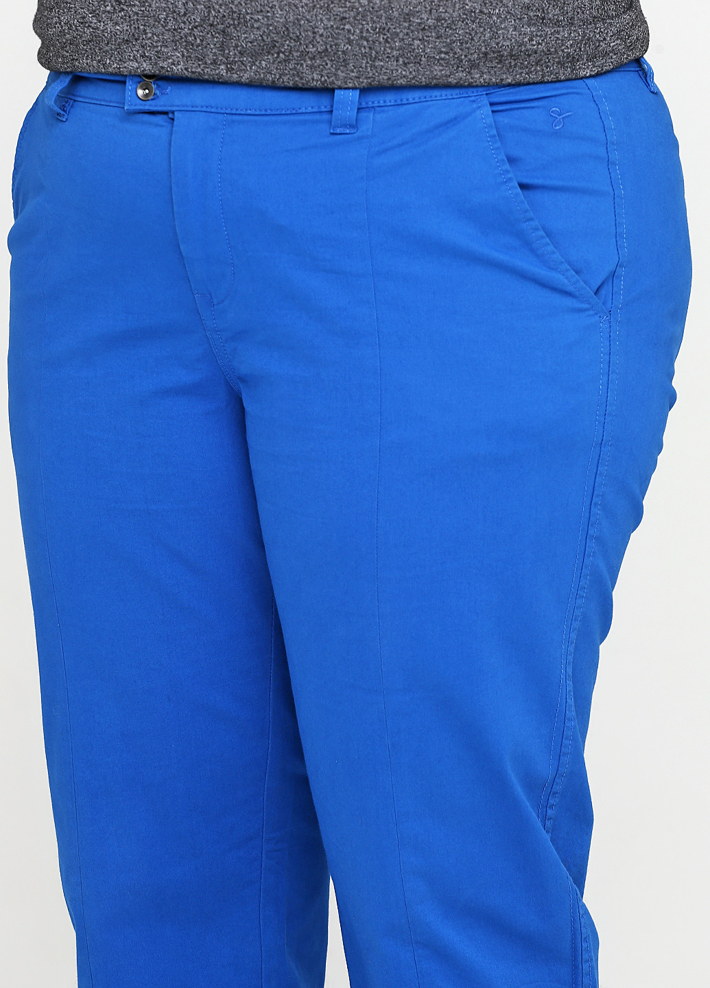 Синие кэжуал демисезонные прямые брюки Sheego