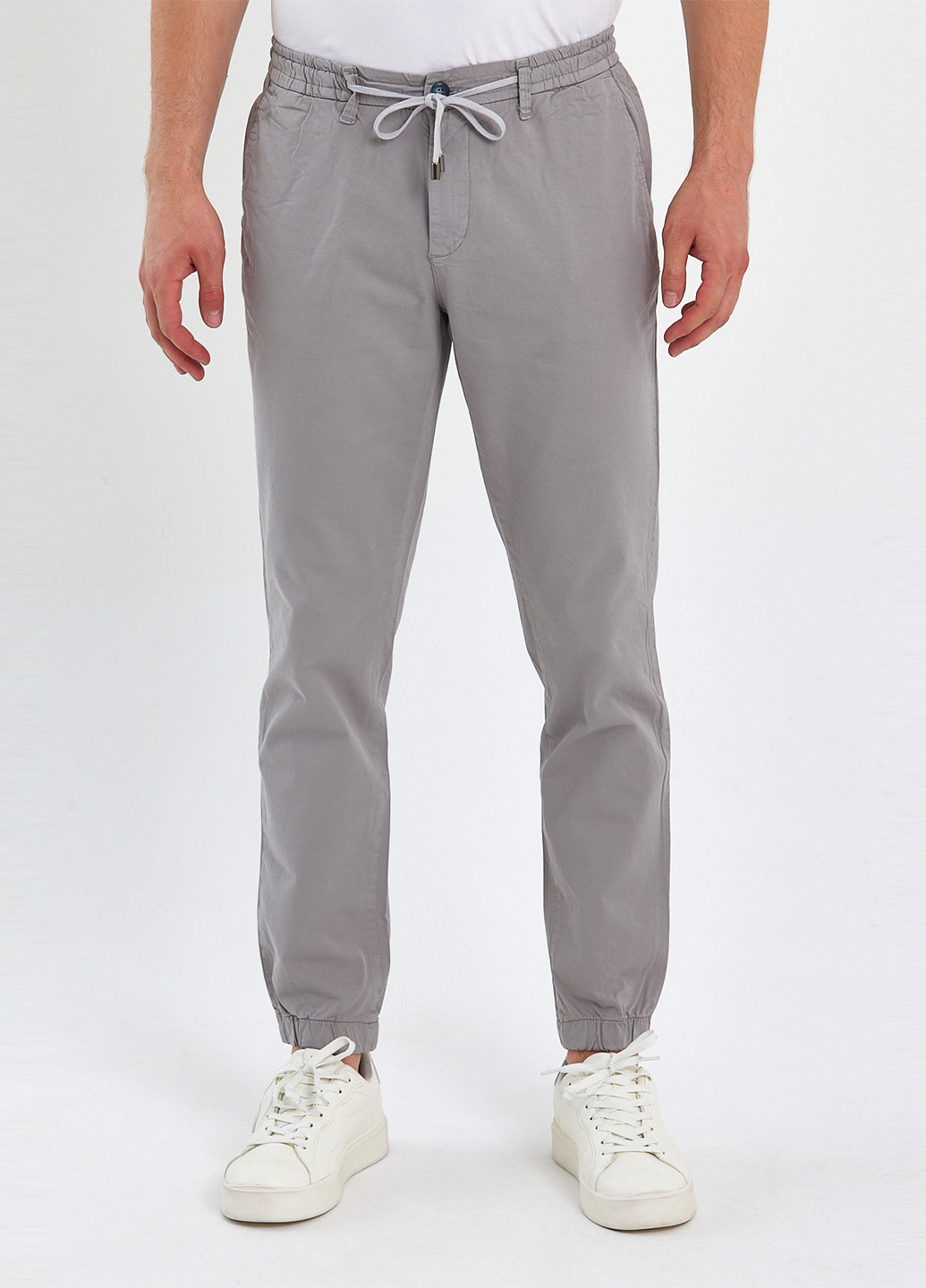 Светло-серые кэжуал демисезонные зауженные брюки Trend Collection
