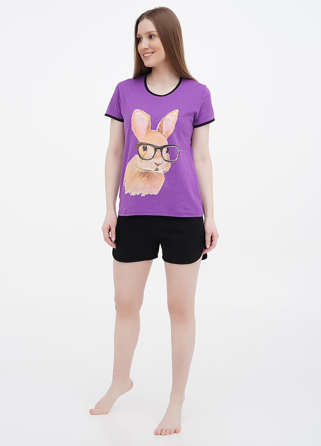 Фиолетовая всесезон пижама (футболка, шорты) футболка + шорты Lucci