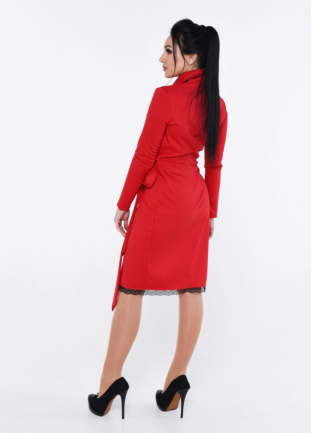 Красное кэжуал платье на запах Alpama однотонное