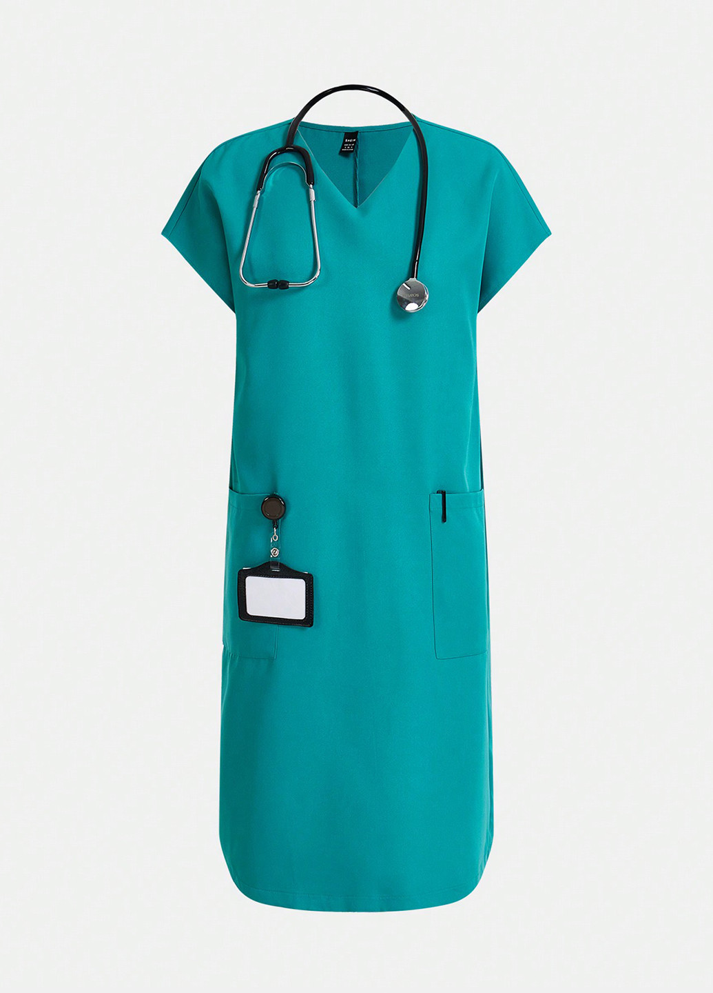 Бірюзова кежуал, ділова сукня а-силует SHEIN однотонна