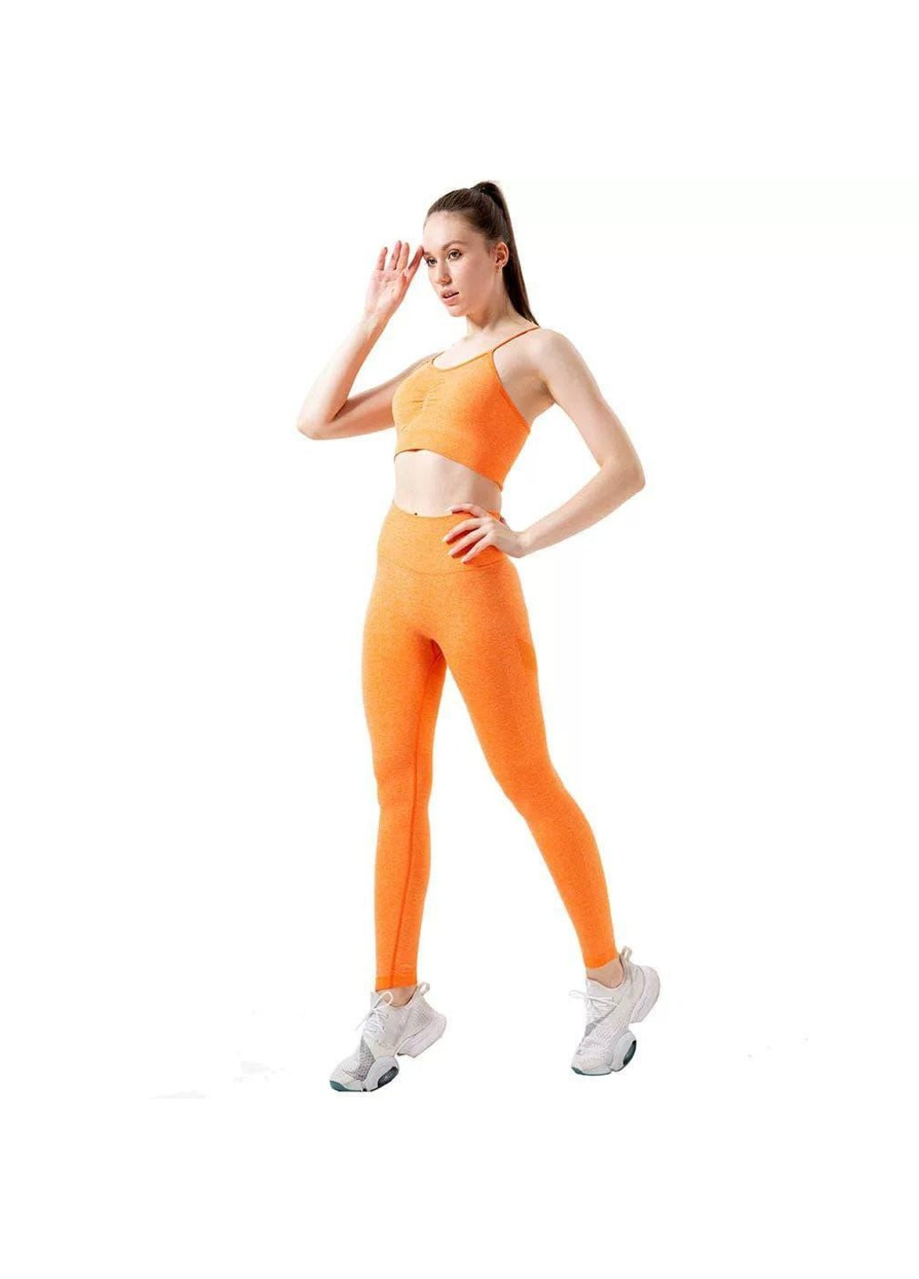 Оранжевые демисезонные леггинсы женские спортивные 6202 m оранжевые Fashion