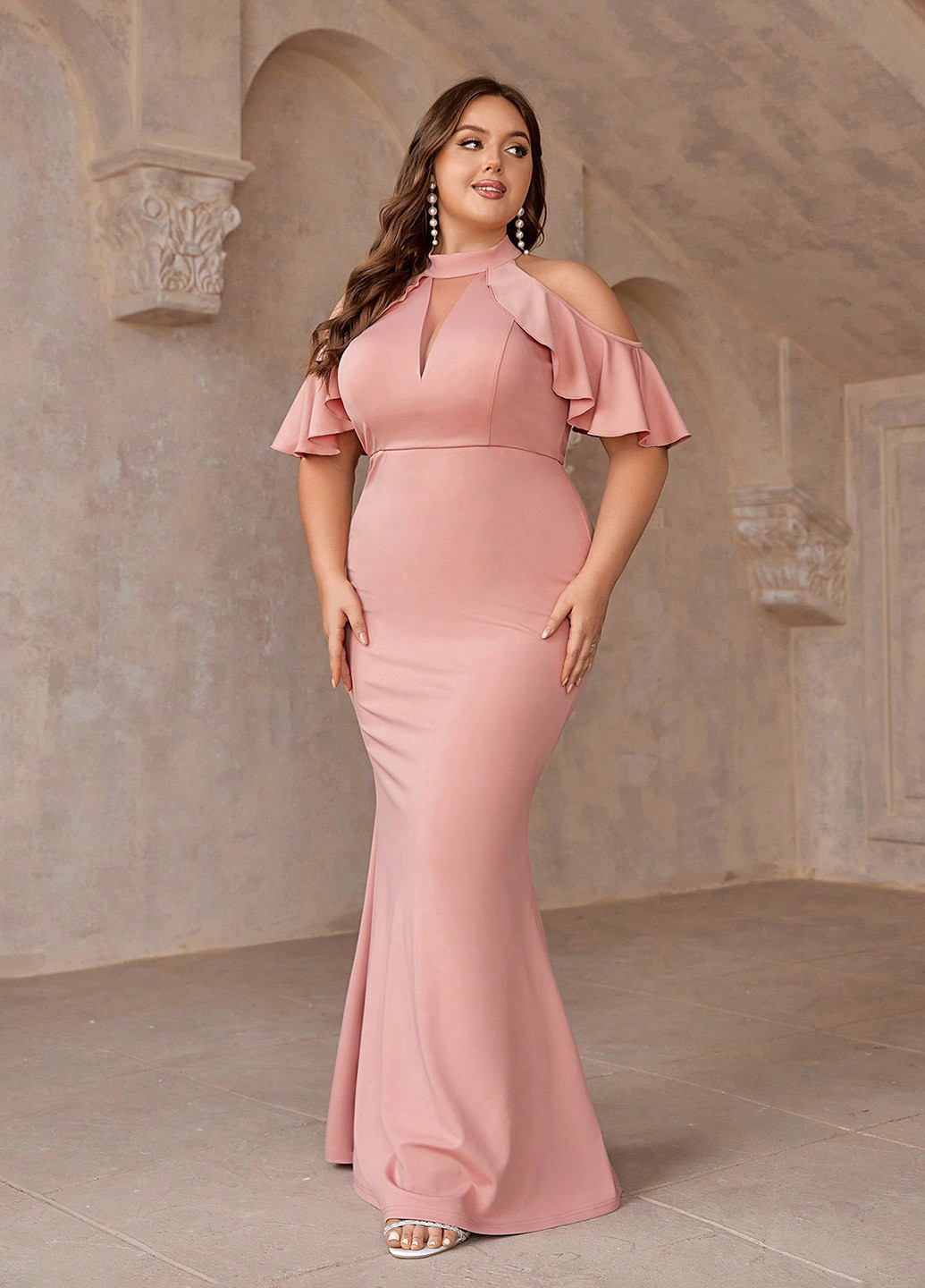 Рожева вечірня сукня годе SHEIN однотонна