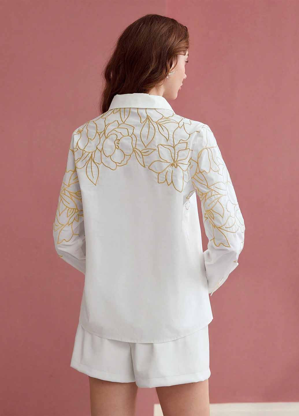 Белая кэжуал рубашка однотонная SHEIN