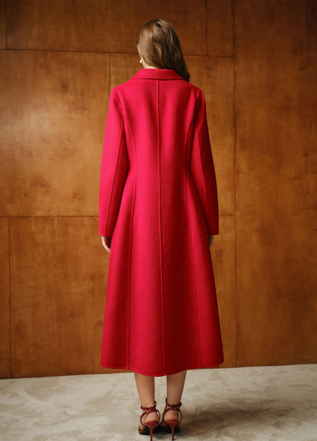 Красное демисезонное Пальто двубортное SHEIN