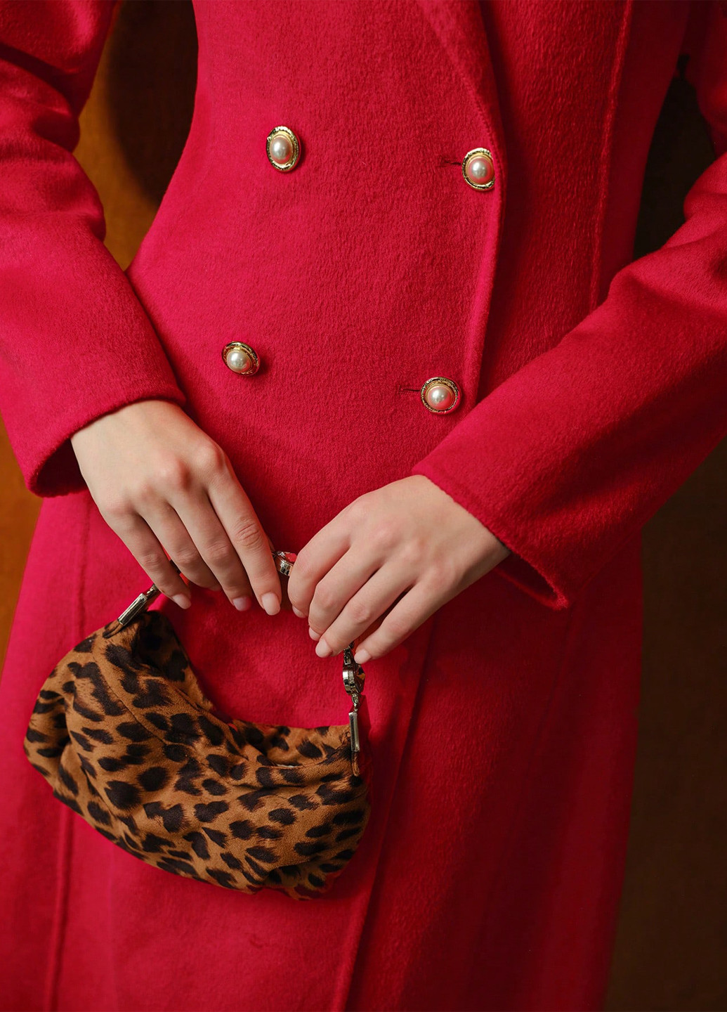 Красное демисезонное Пальто двубортное SHEIN