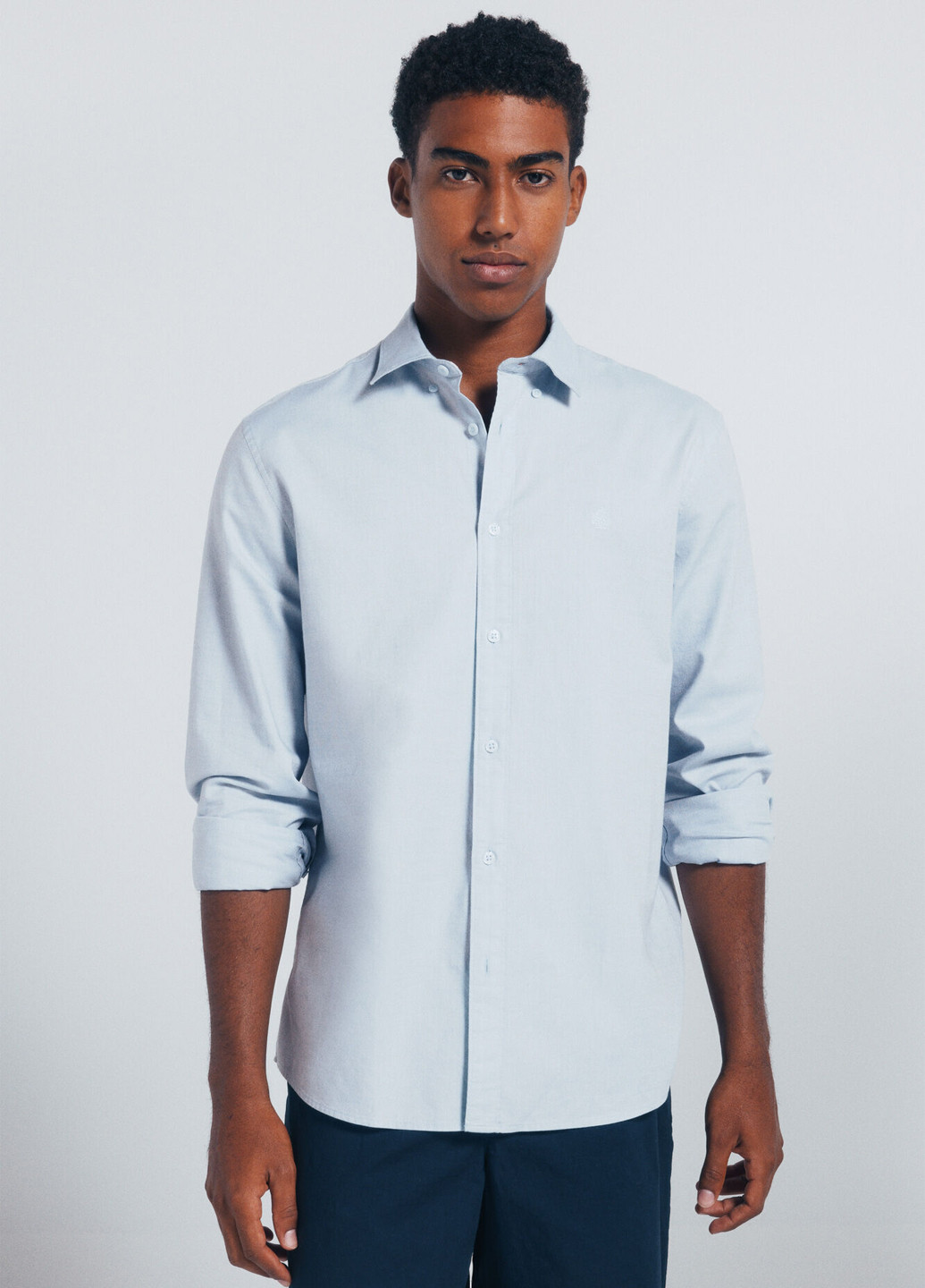 Светло-голубой классическая, кэжуал рубашка однотонная Springfield