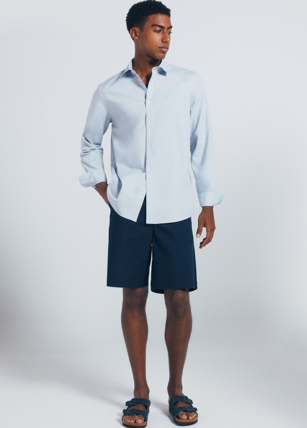 Светло-голубой классическая, кэжуал рубашка однотонная Springfield