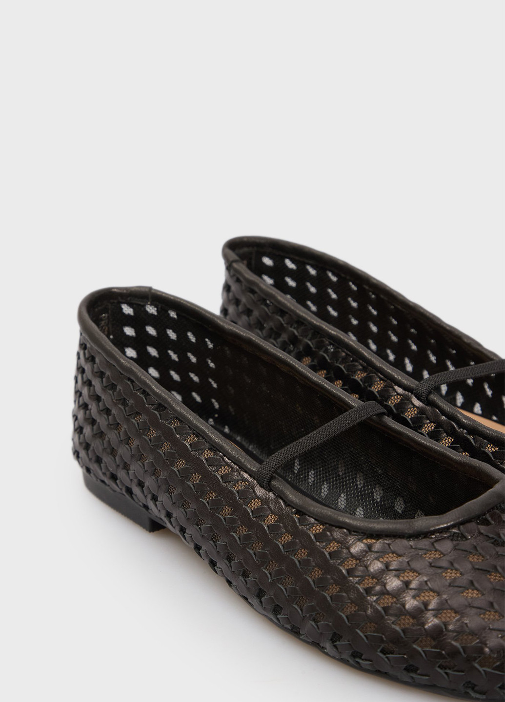 Женские балетки PRPY | чёрные однотонные плетение натуральная кожа (332364810)