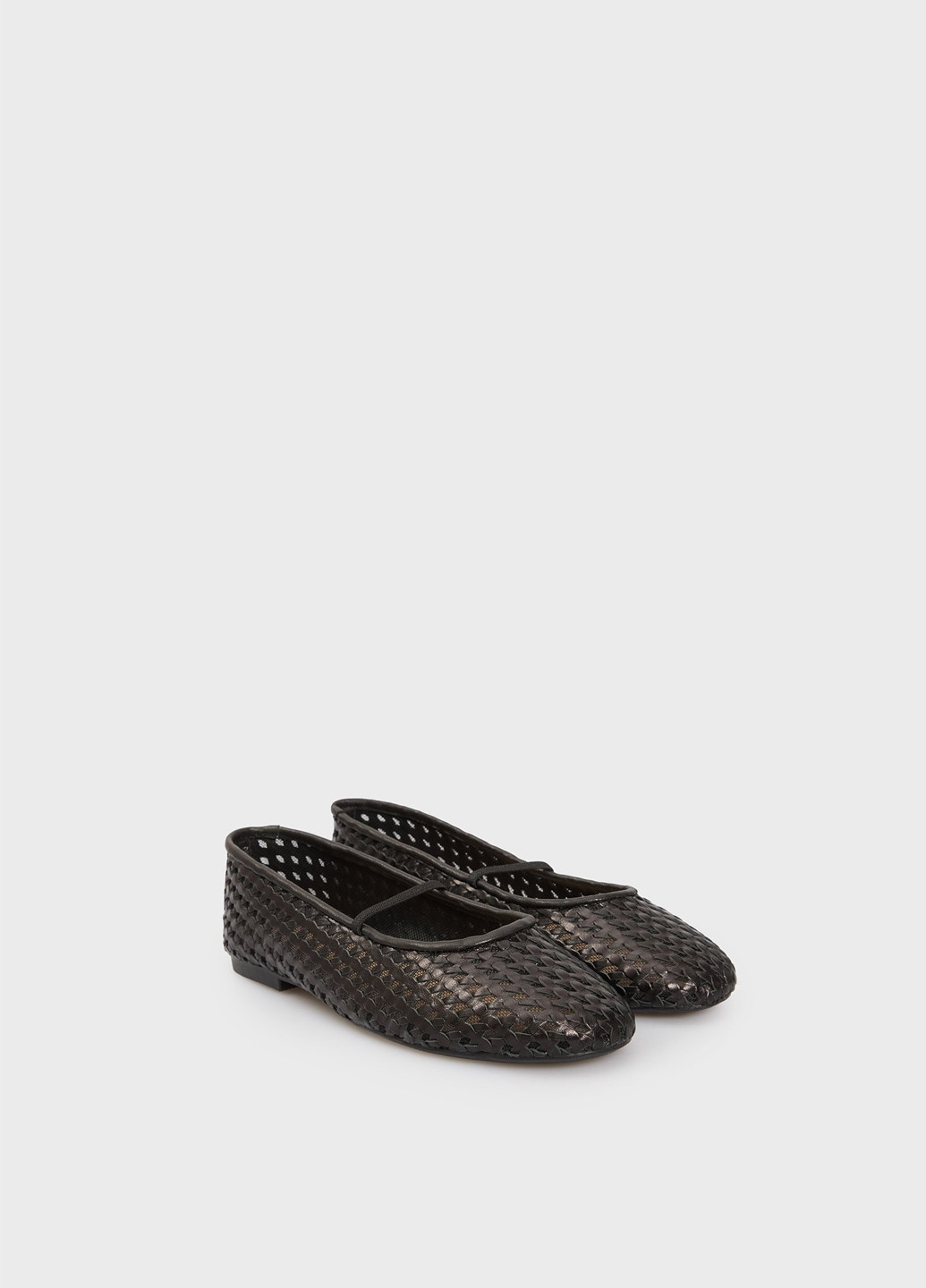Женские балетки PRPY | чёрные однотонные плетение натуральная кожа (332364810)