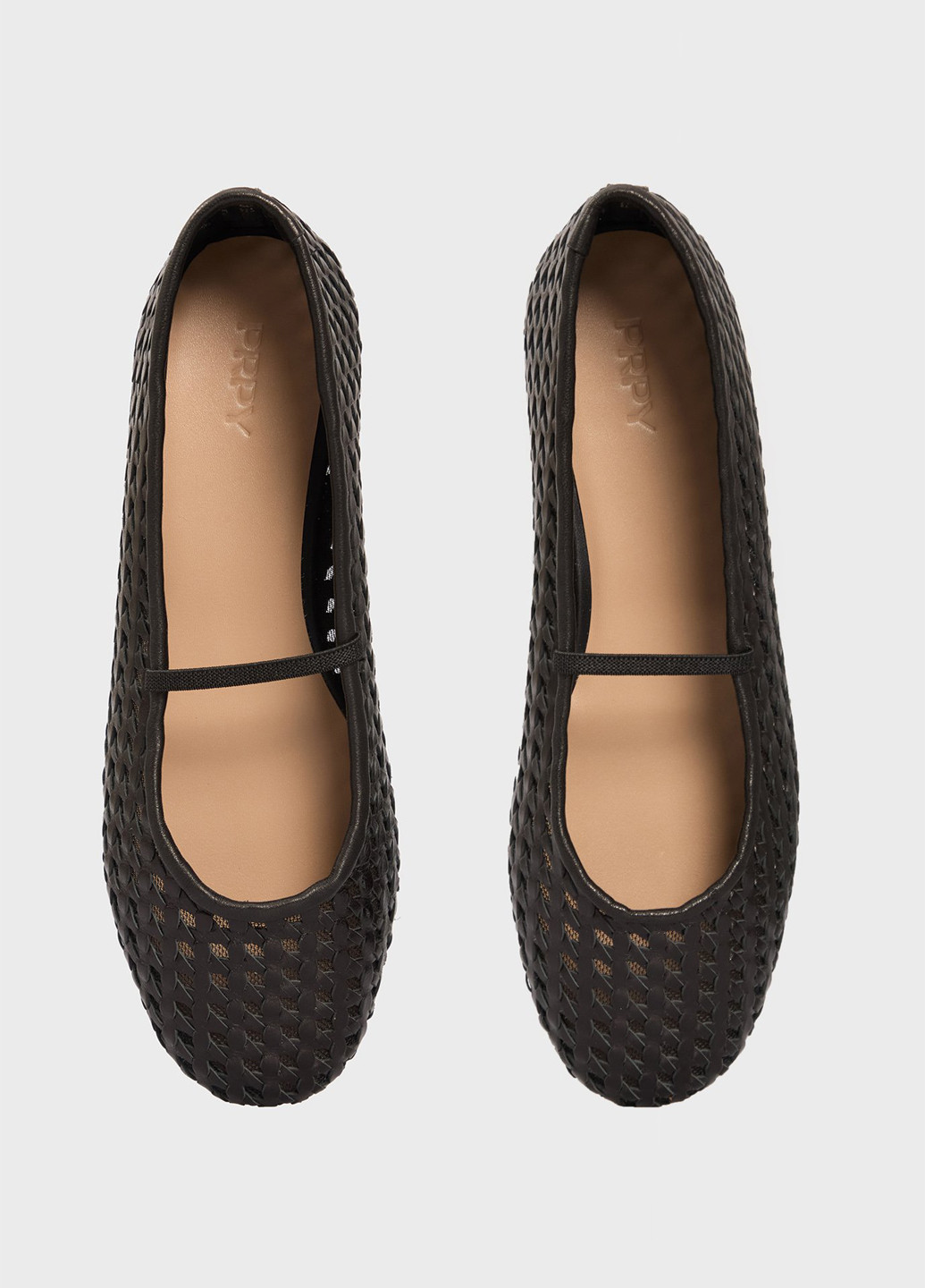 Женские балетки PRPY | чёрные однотонные плетение натуральная кожа (332364810)