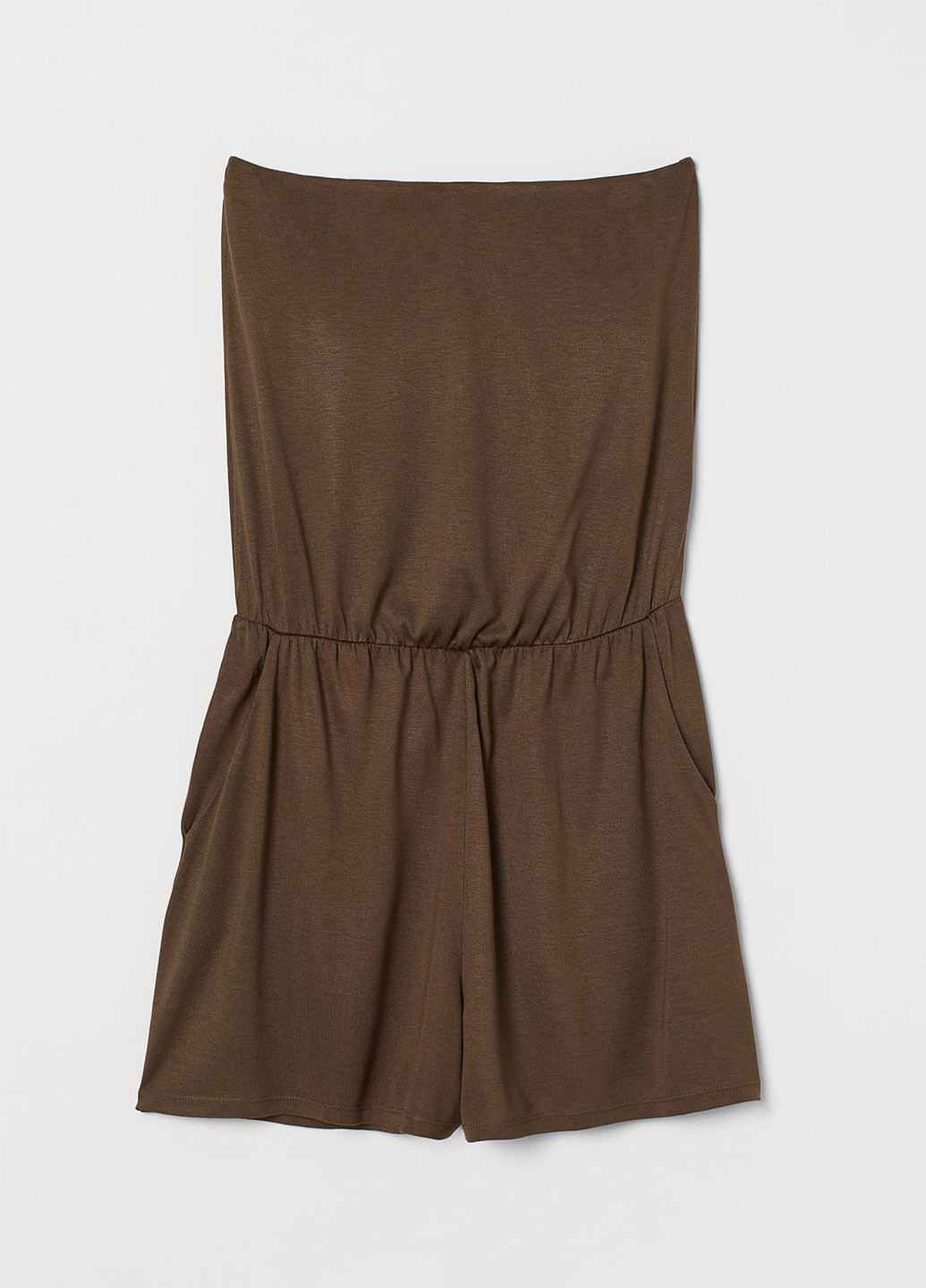 Комбинезон H&M комбинезон-шорты однотонный коричневый кэжуал вискоза, трикотаж
