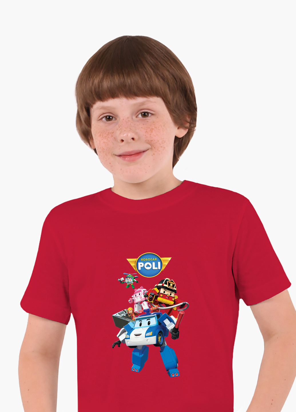 Красная демисезонная футболка детская робокар поли (robocar poli)(9224-1619) MobiPrint