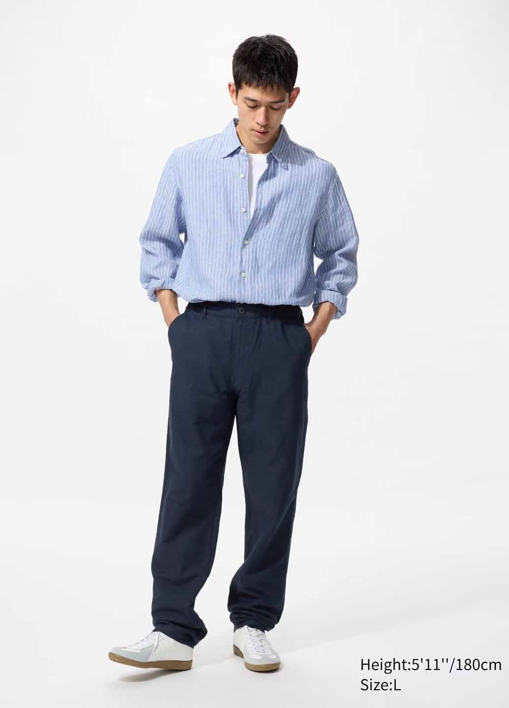 Синие кэжуал демисезонные прямые брюки Uniqlo