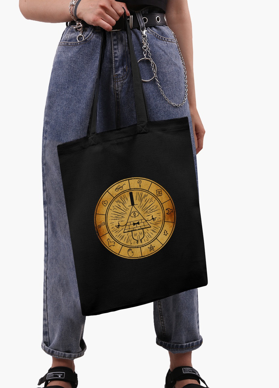 Эко сумка шоппер черная Билл Шифр Гравити Фолз (Bill Cipher Gravity Falls) (9227-2627-BK) экосумка шопер 41*35 см MobiPrint (216642223)
