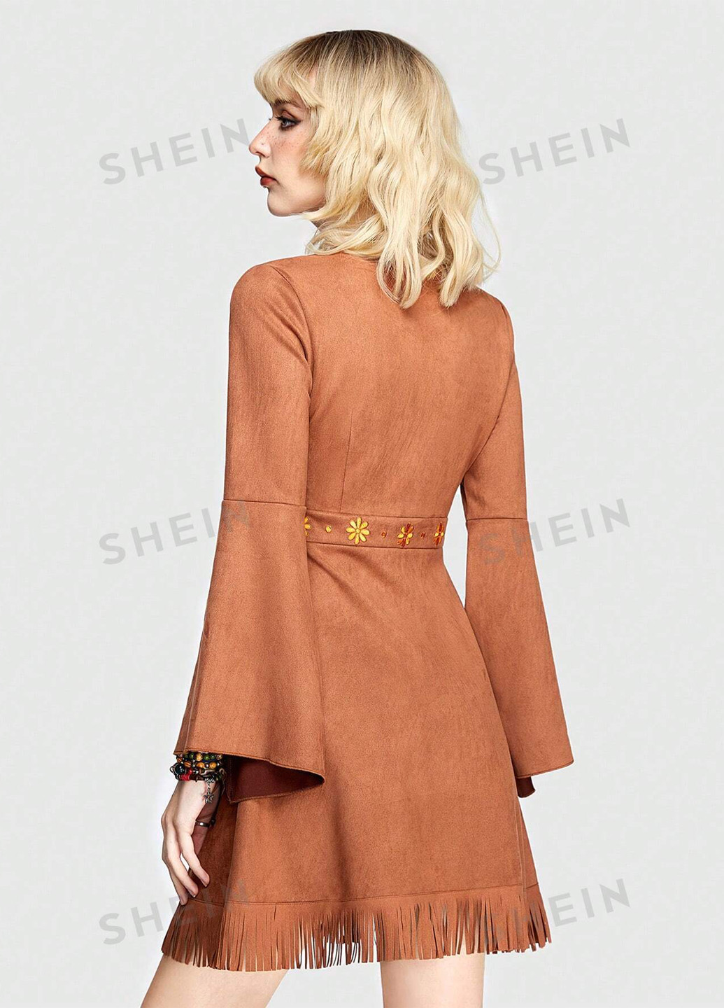 Світло-коричнева кежуал сукня а-силует SHEIN однотонна