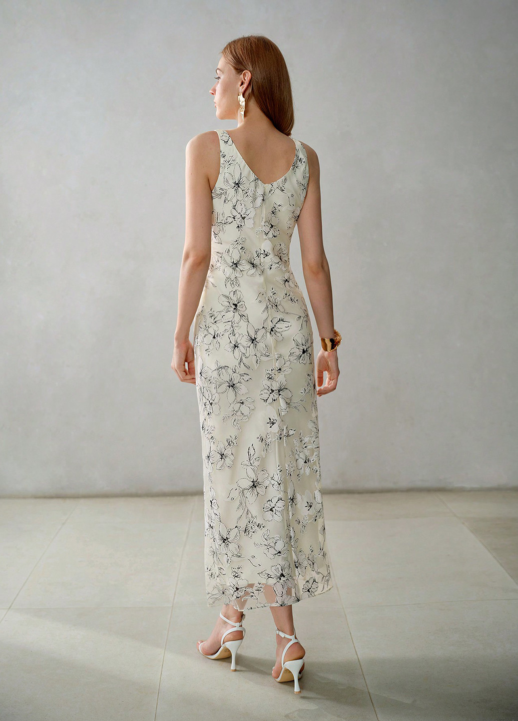 Кремова кежуал сукня силуетна SHEIN з квітковим принтом