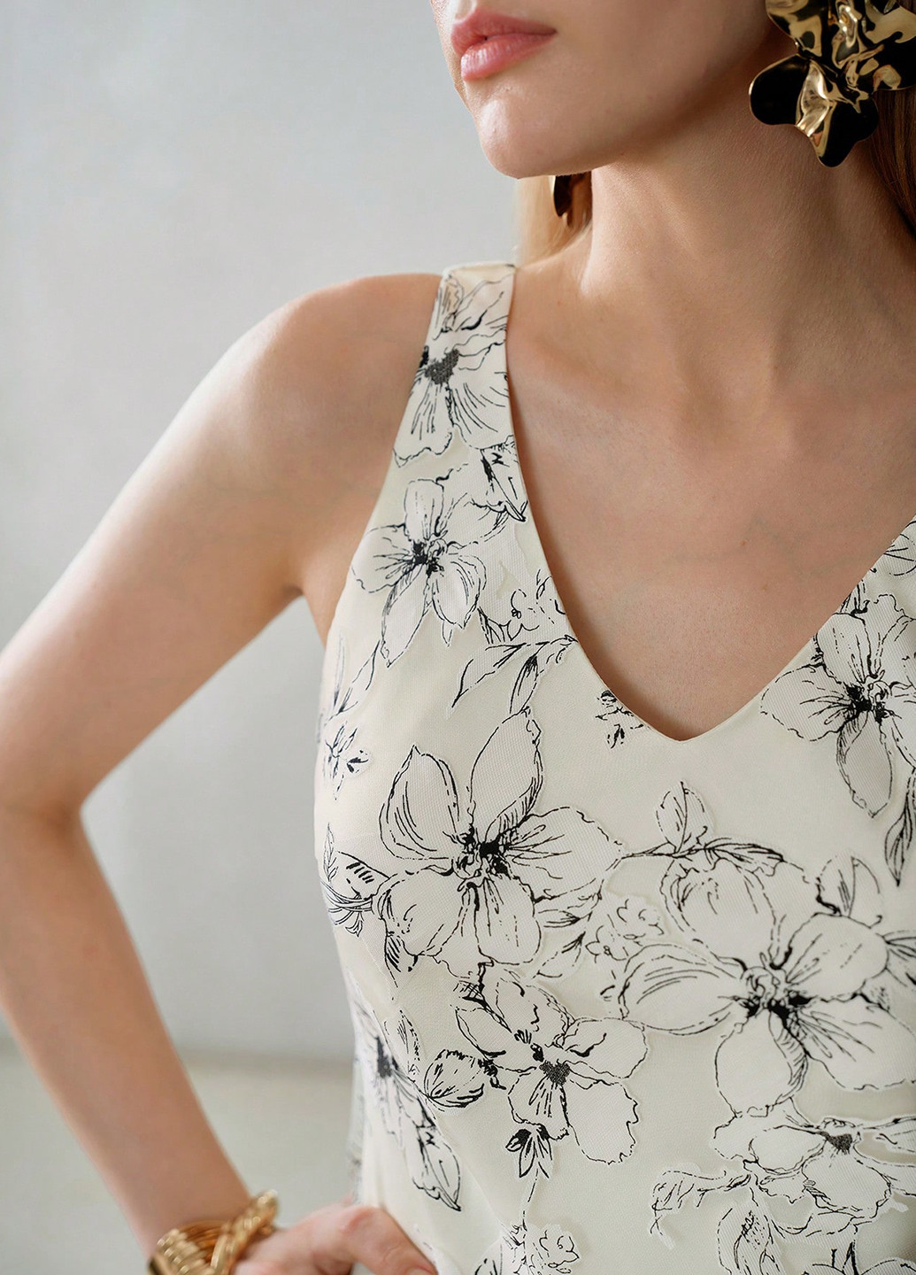 Кремова кежуал сукня силуетна SHEIN з квітковим принтом