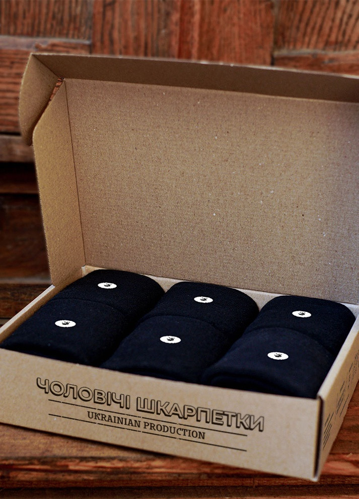 Набір чоловічих махрових шкарпеток 6 пар, класичні чорні 43-46 Rix (229058822)