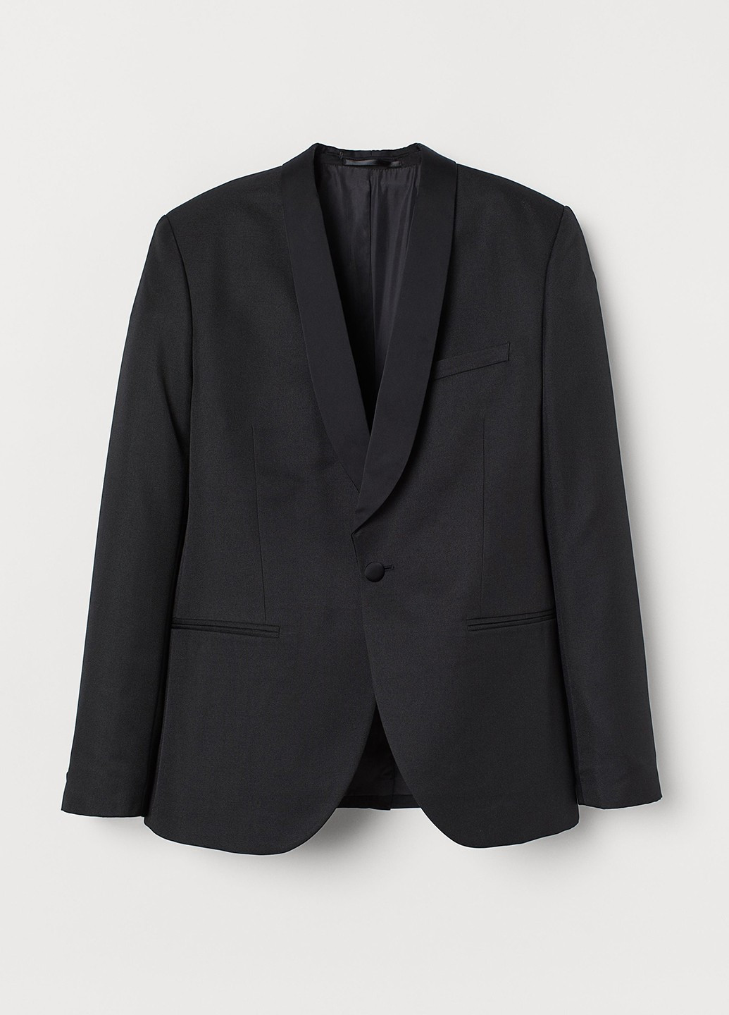 Пиджак H&M однобортный однотонный чёрный деловой полиэстер