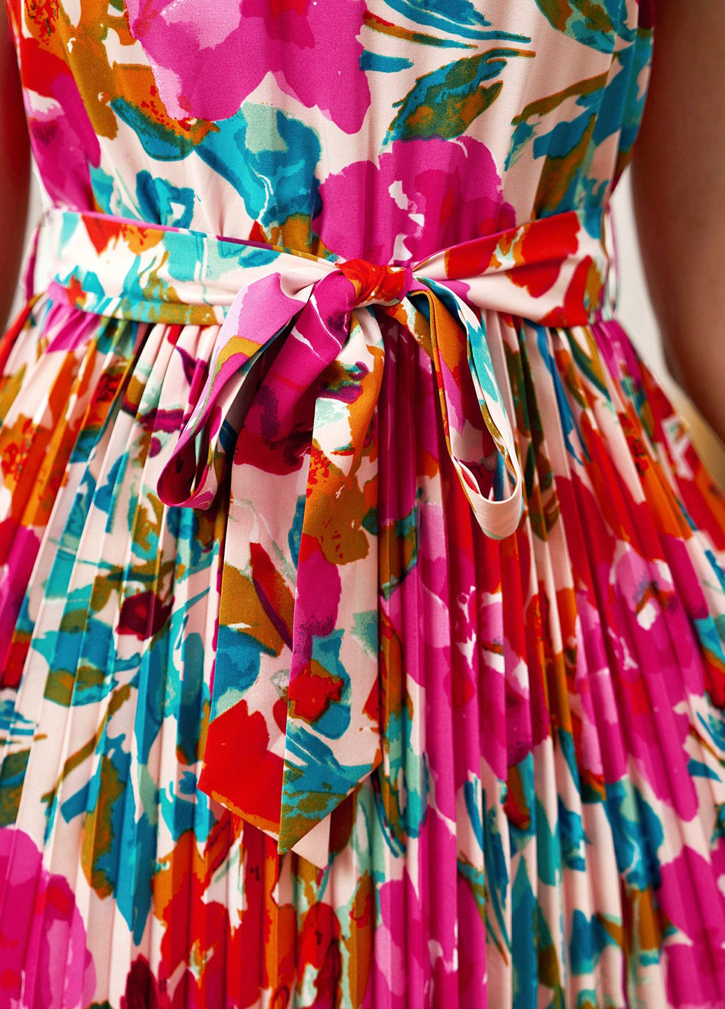 Комбинированное кэжуал платье а-силуэт, плиссированное SHEIN колор блок