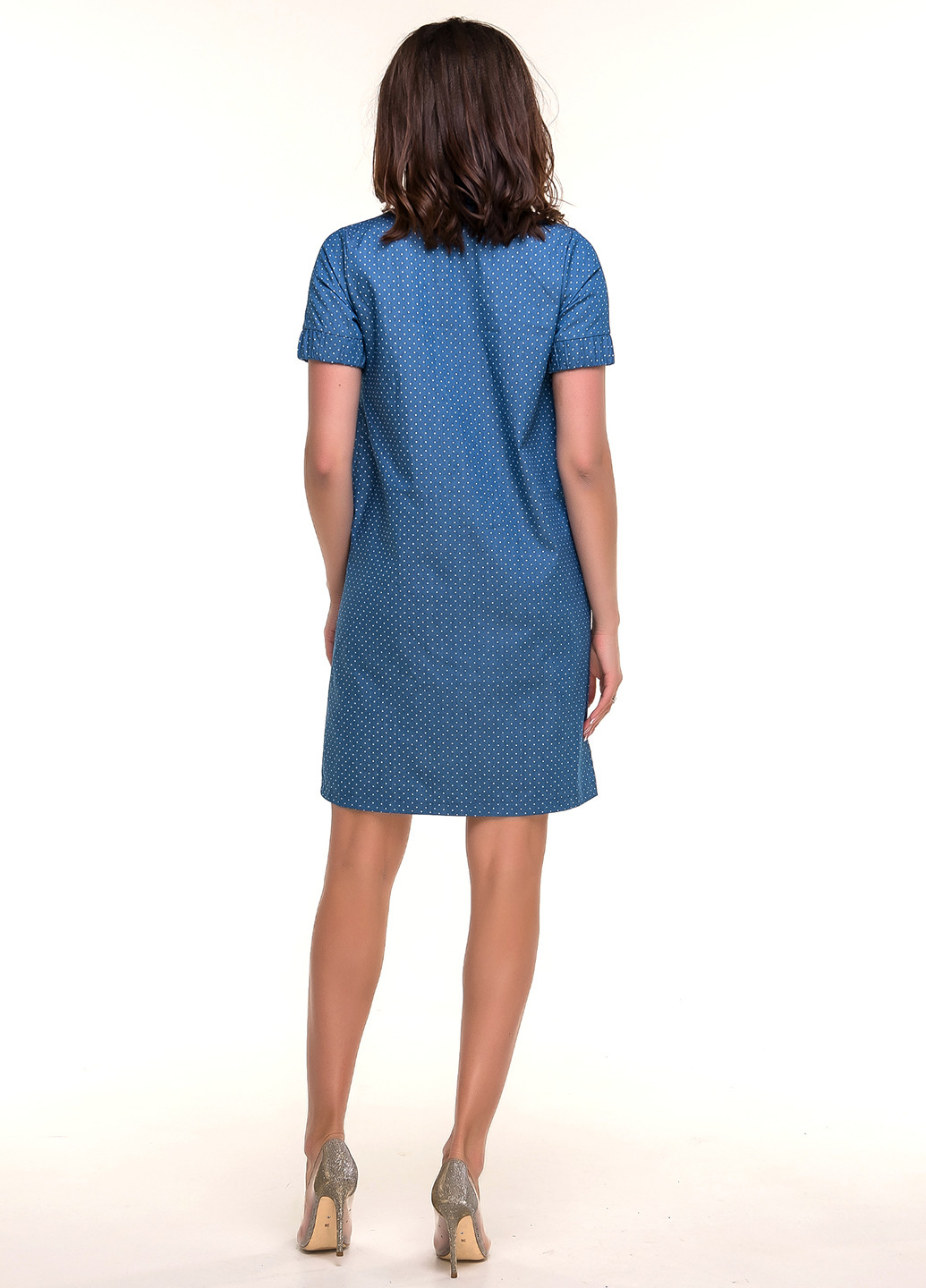 Синее кэжуал платье Ravol в горошек