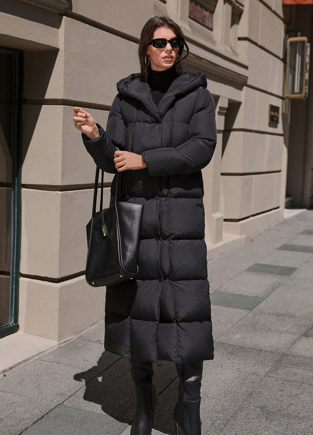 Черная зимняя куртка куртка-пальто SHEIN