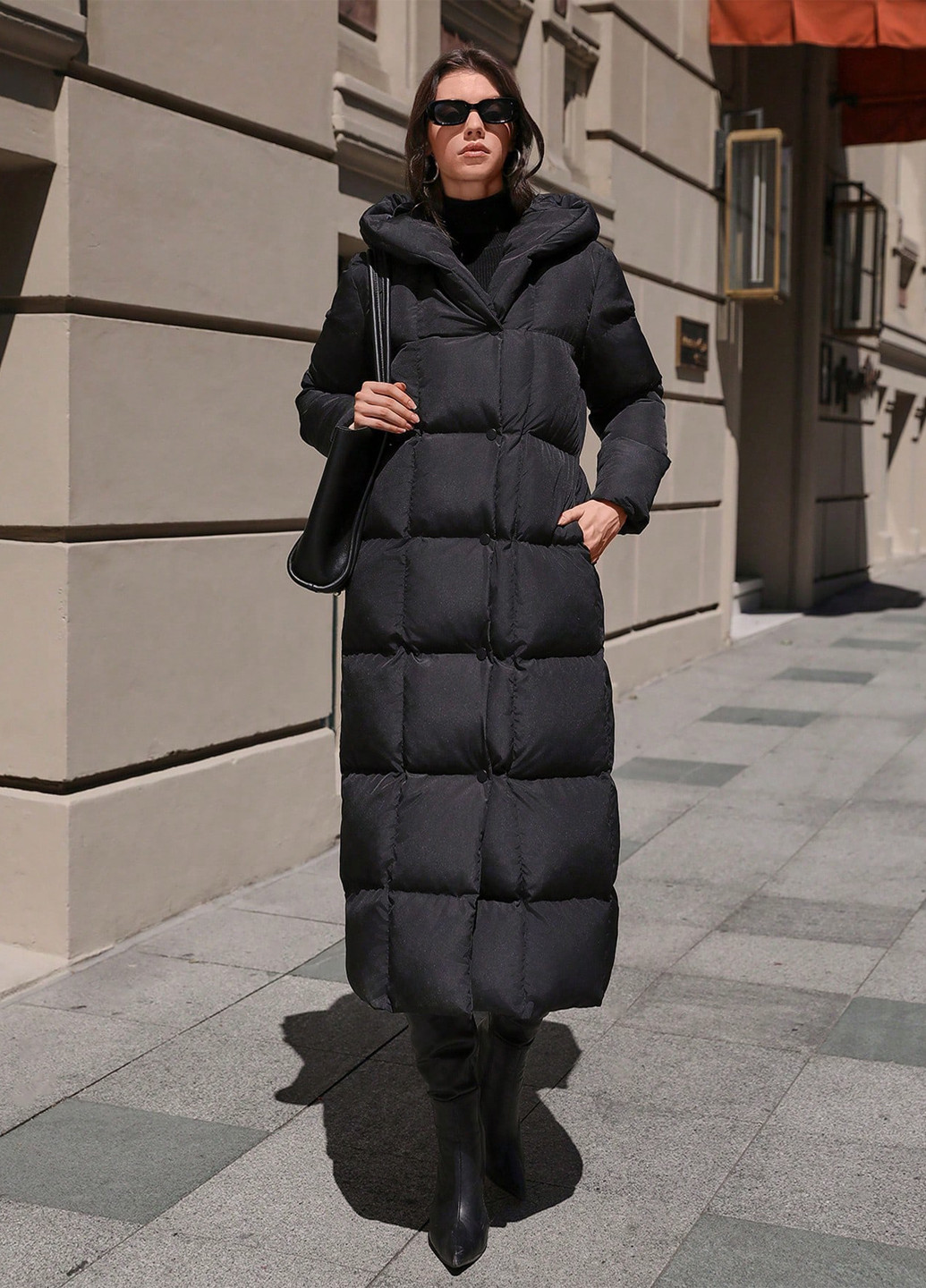 Черная зимняя куртка куртка-пальто SHEIN