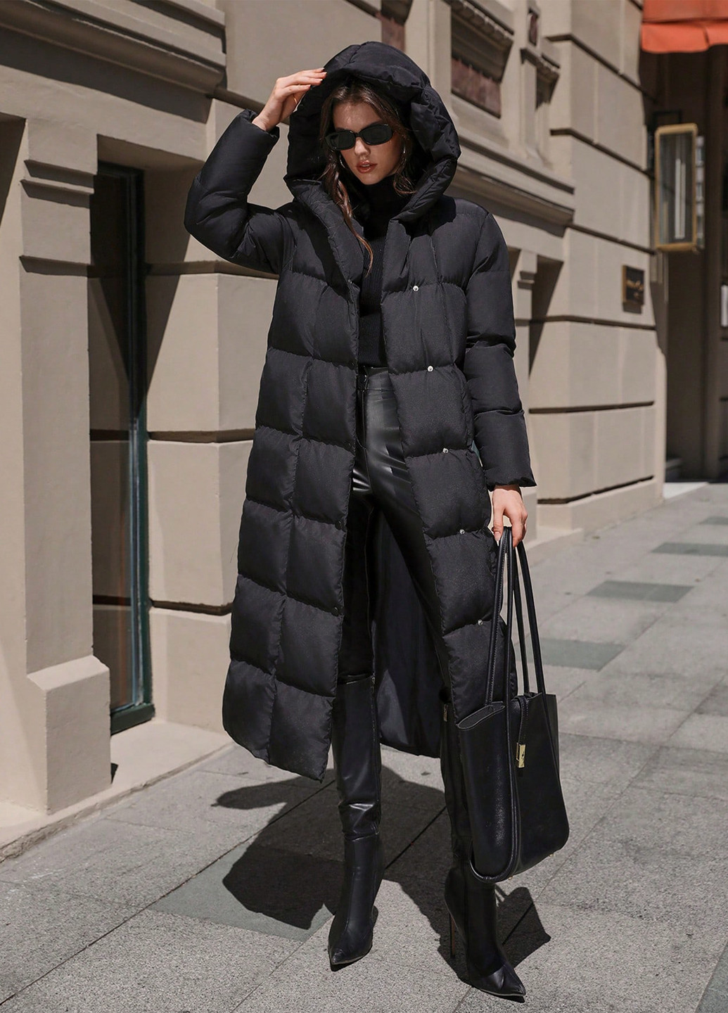 Черная зимняя куртка куртка-пальто SHEIN