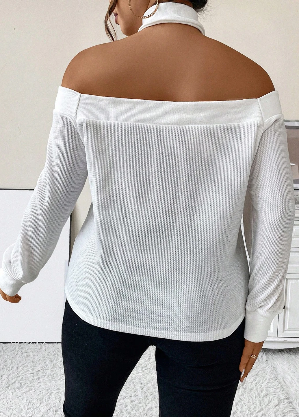 Білий світшот SHEIN однотонний без декору (330486184)