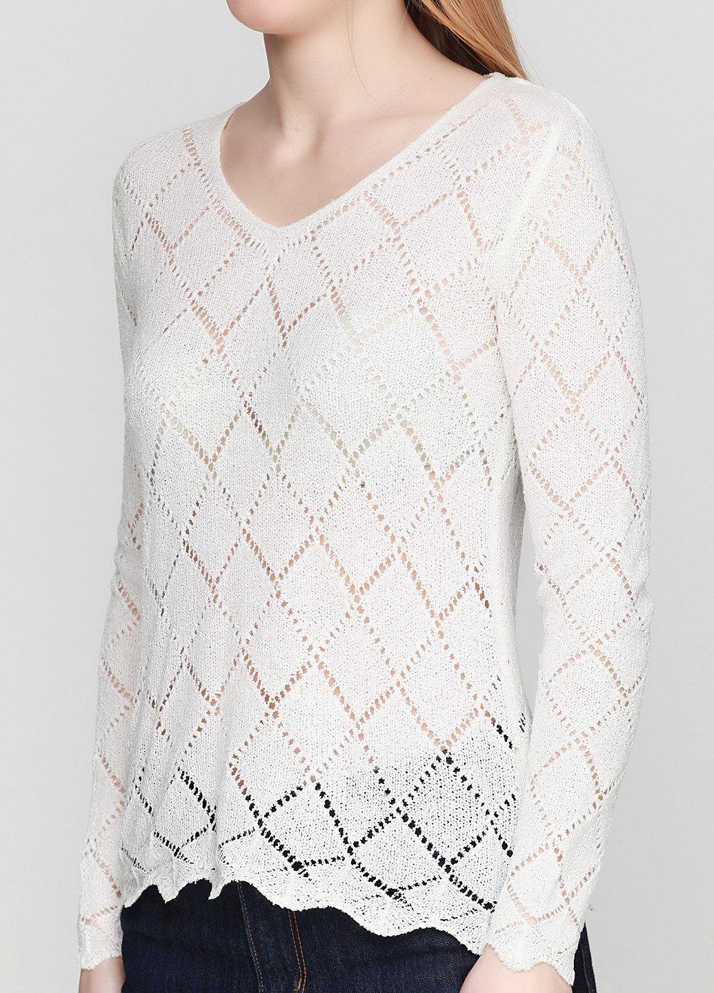 Белый демисезонный пуловер пуловер Jean Pascale