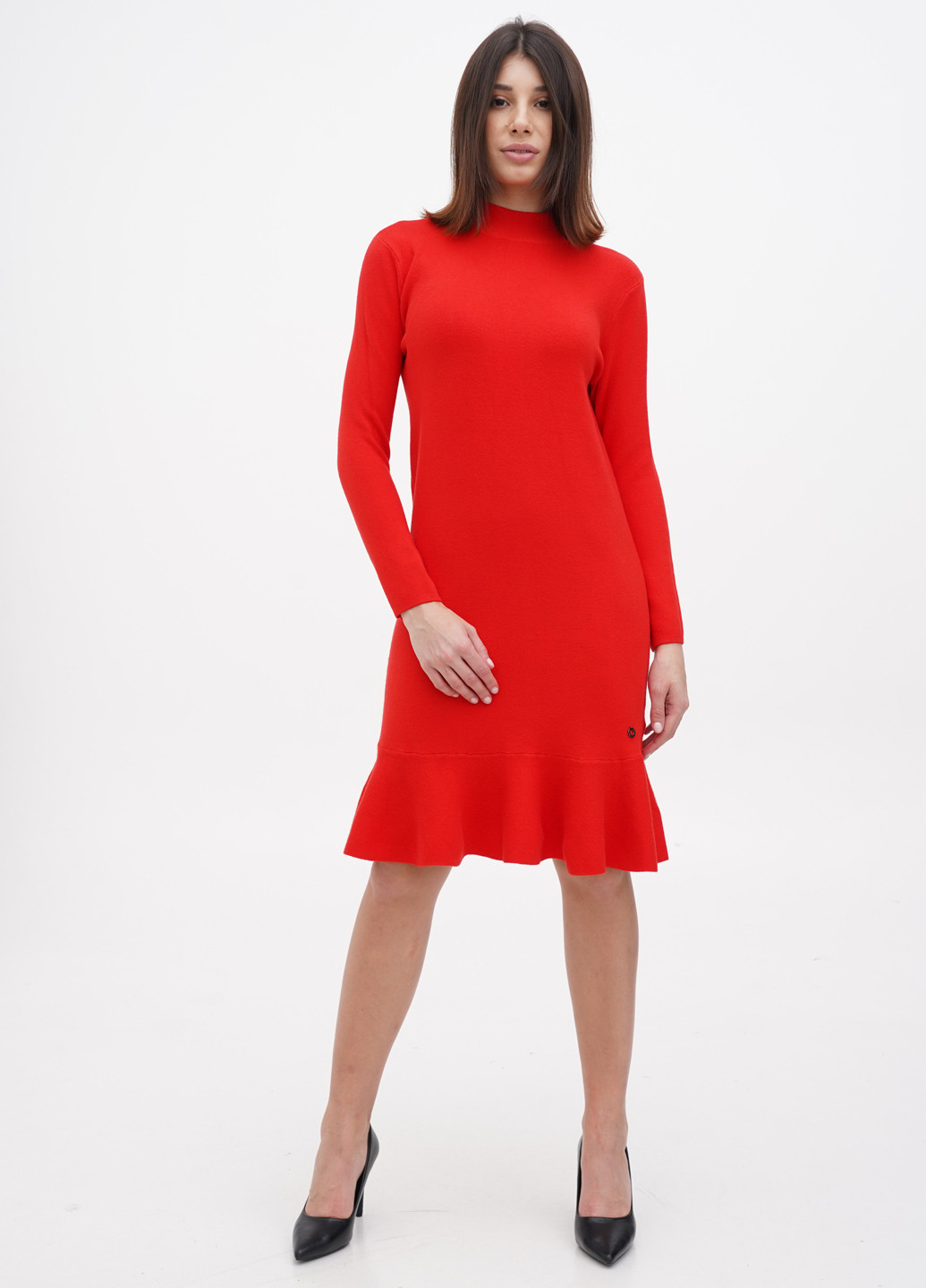 Красное кэжуал платье платье-свитер LF Women однотонное