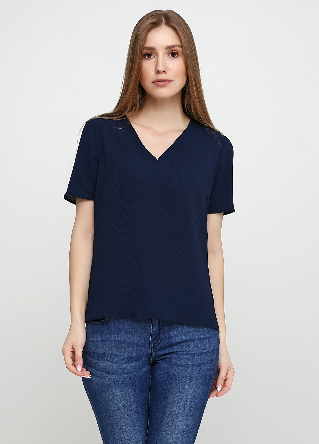 Темно-синяя летняя блуза Vila