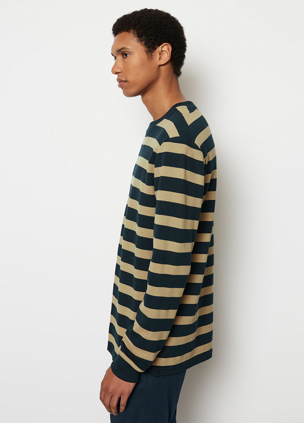 Лонгслів Marc O'Polo смужка комбінований кежуали бавовна, піке