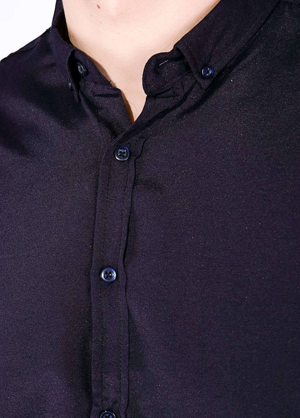 Темно-синяя кэжуал рубашка однотонная Time of Style с длинным рукавом
