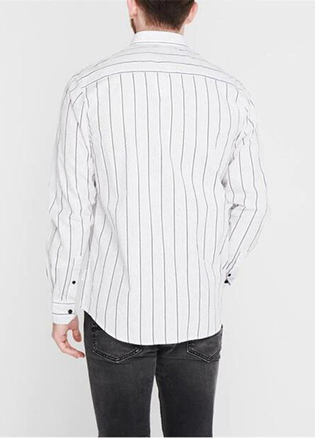 Белая кэжуал рубашка в полоску Pierre Cardin