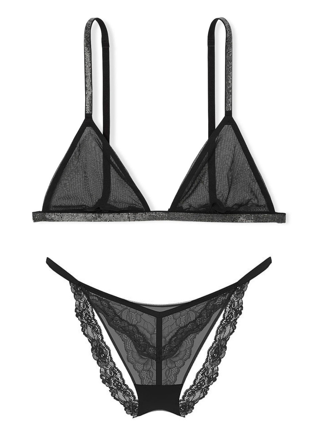 Чорний демісезонний комплект (бюстгальтер, трусики) Victoria's Secret