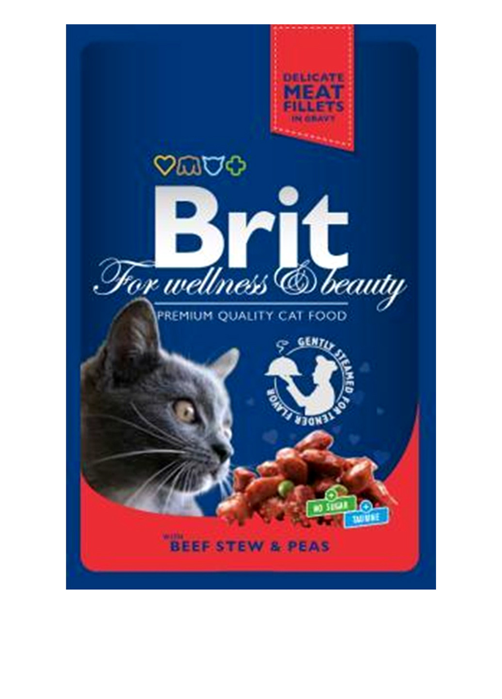 Корм для кошек Premium Cat pouch (тушеная говядина и горошек), 100 г Brit (16935324)
