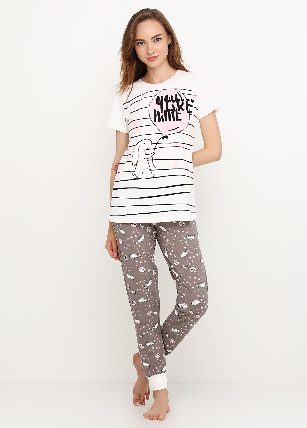 Кофейная всесезон пижама (футболка, брюки) Elitol