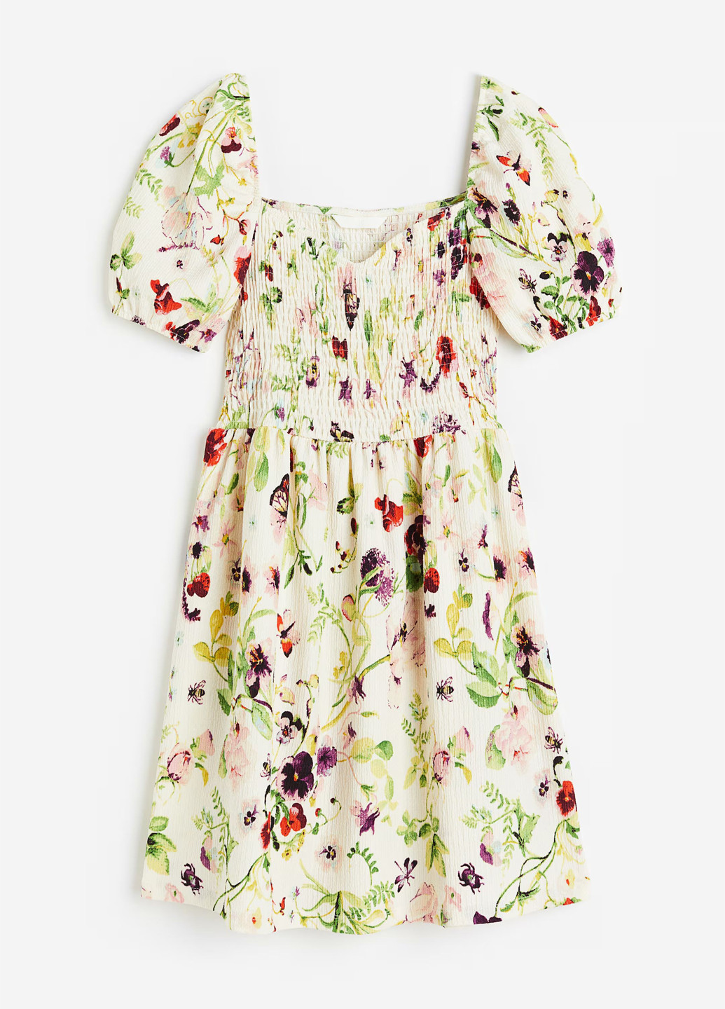 Бежевое кэжуал платье H&M с цветочным принтом