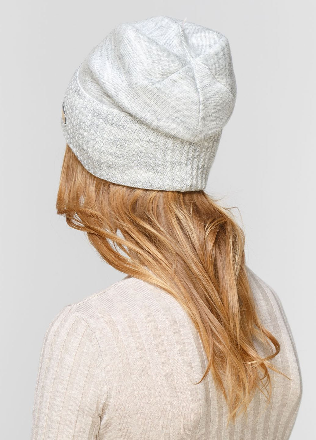 Теплая зимняя шерстяная женская шапка с отворотом на флисовой подкладке 550404 DeMari 77 ненси (237903975)
