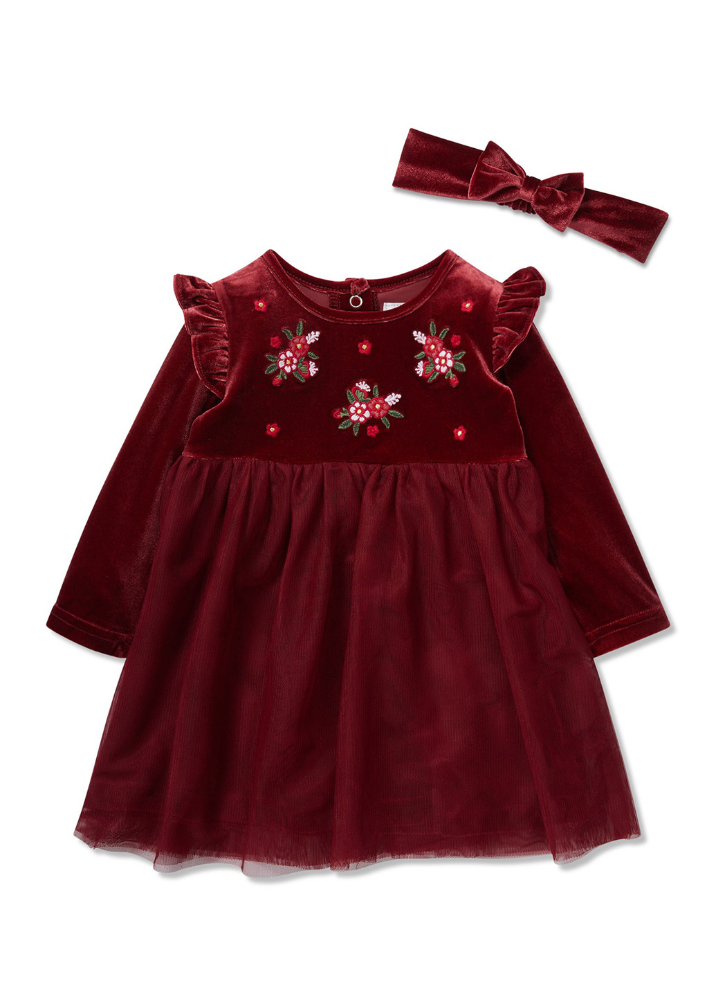 Темно-вишневый демисезонный комплект (платье, повязка) C&A