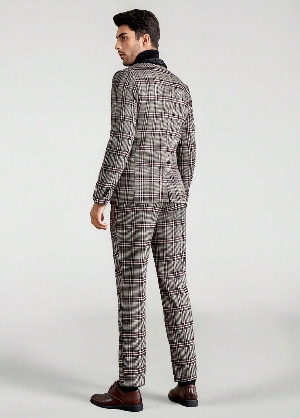 Сіро-бежевий демісезонний костюм (піджак, штани) брючний SHEIN