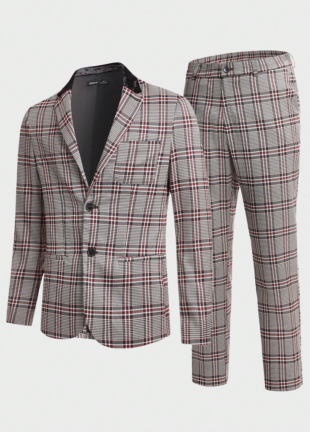 Сіро-бежевий демісезонний костюм (піджак, штани) брючний SHEIN