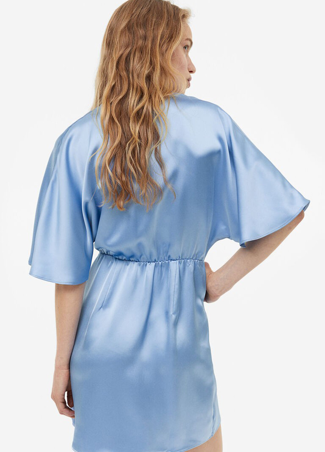 Голубое деловое, кэжуал платье на запах H&M однотонное