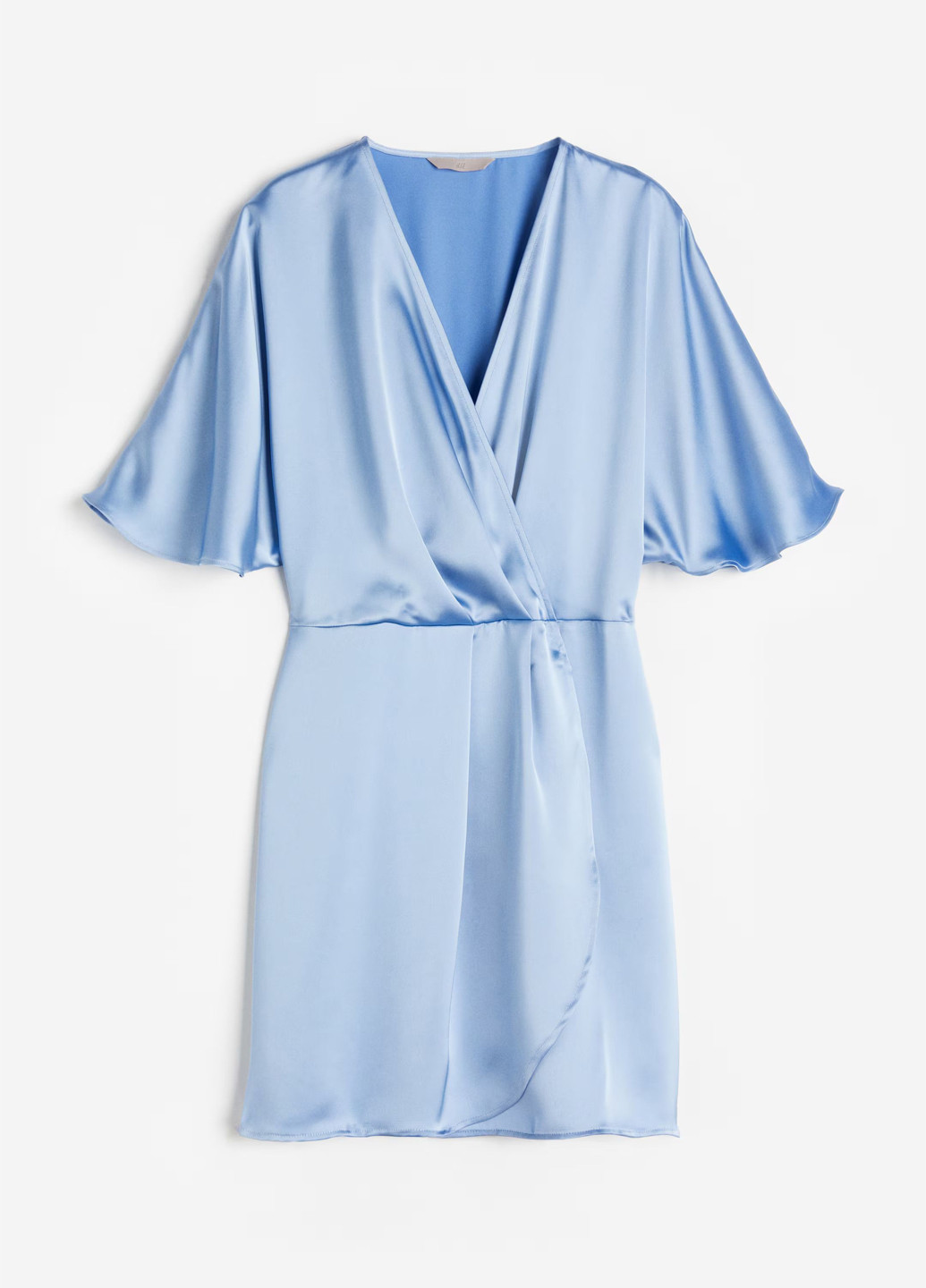 Голубое деловое, кэжуал платье на запах H&M однотонное