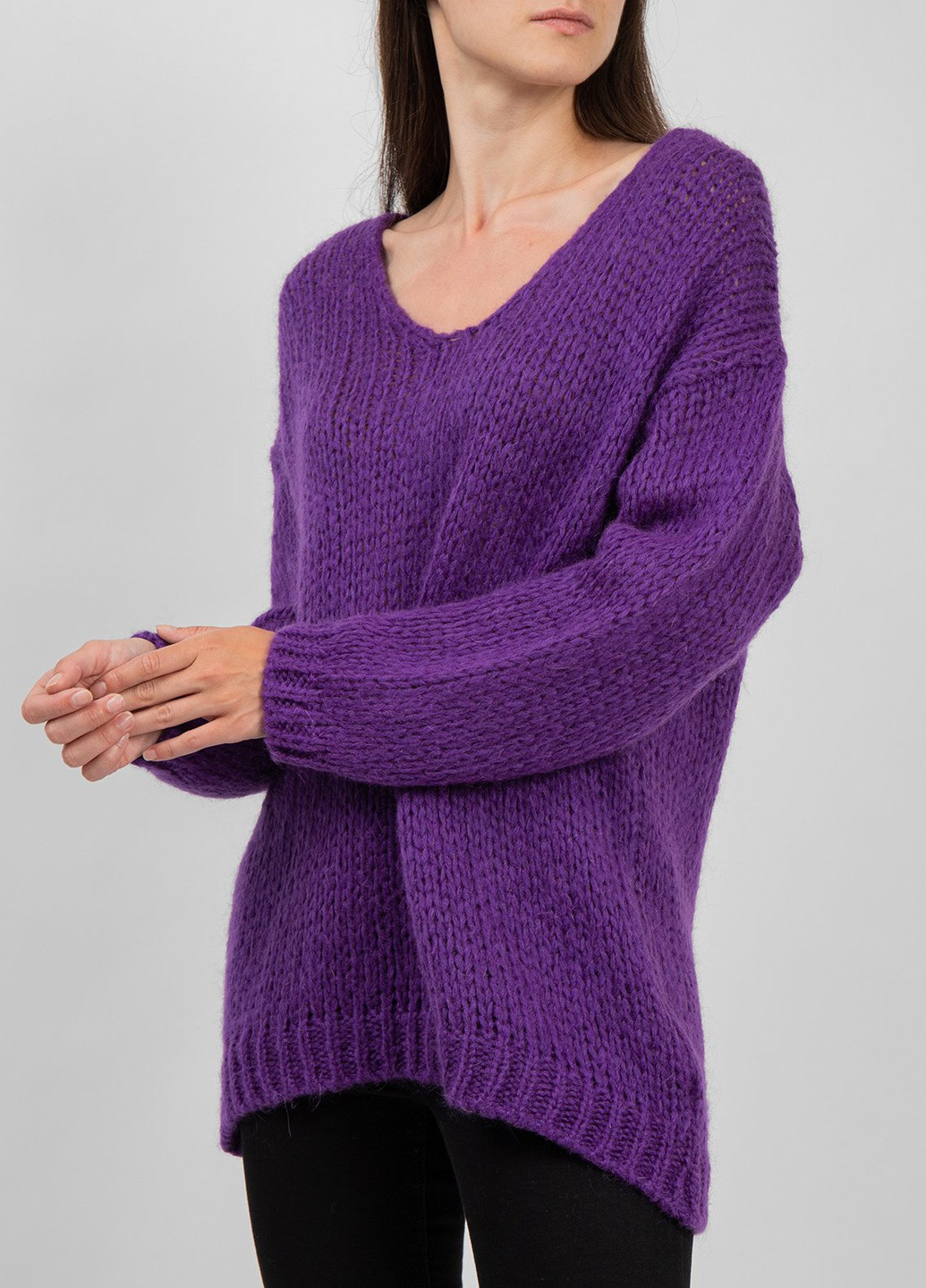 Фиолетовый демисезонный фиолетовый вязаный свитер Le Streghe